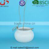 BSCI Audit Factory Glazed White Hanging Planter Pot thumbnail-1