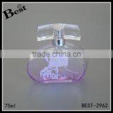 75ml Cosmetic Screen Printing Gradual Purple Glass Perfume Bottle China Market With Silver Metal Pump Sprayer and Plastic Cap