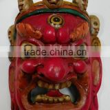Hand Crafted Wooden Mask of Bhairab Mahakal Wall Hanging Made In Nepal