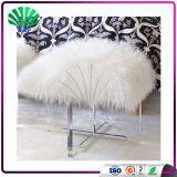 Popular Cheap Acrylic White Cover Stool White High Quality Fur Cover Stool Plexiglass Ottomans With Clear Legs thumbnail-2