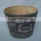 Beautiful Decal Wooden Flower Pot Garden Wood Pot With Plastic Liner thumbnail-2