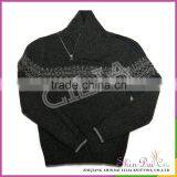 Fashion cheap custom woollen boy shawl collar knitting sweater with zipper