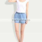 Top Fashion Summer Loose Fit Light Blue Washed Sexy Women Elastic Waist Denim Shorts thumbnail-2