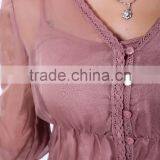 New Fashion Women V -neck Pleated 100% Silk Dress for Autumn 2015 thumbnail-5