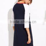 Navy Contrast Raglan Sleeve T Shirt Dress 95% Cotton 5% Spandex Casual Plain Short Tee Dress thumbnail-5