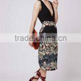 Cheap Price Knitted Flowers Border Wrap Midi Skirts Floral Long Bodycon Skirts Stretch Skirts Wholesale thumbnail-2