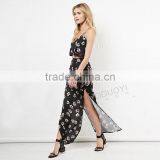MGOO Brand Design Fashion Women Long Skirts China Chiffon Maxi With Floral Black Long Skirt 15146A916 thumbnail-6