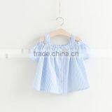Kid Fashion Clothes Seersucker Blouse Lovely Girl Shirt Big Collar Fine Shoulder Straps Clothing Swimwear thumbnail-4