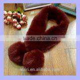 Whole Hid Thicken Rex Rabbit Fur Winter Sweet Cute Fur Pom Pom Ball Snood Neckerchief Super Quality Rabbit Fur Scarf Multi Color thumbnail-5