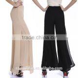 2016 Summer Women Casual Split Chiffon Pants Ladies Baggy Pants Loose High Waist Wide Leg Trousers thumbnail-1