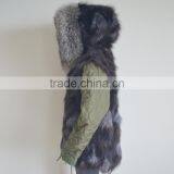 Myfur Latest Luxury Customized Silver Fox Fur Hooded Adults Unisex Parka Wholesale thumbnail-1