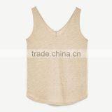 Summer Loose Fit Round Neckline Sleeveless Wide Straps Vest Women Linen Tank Tops thumbnail-5