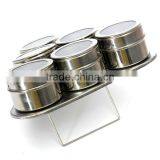 High Quality Useful 6pcs/Set Spice Stainless Steel Magnetic Cruet Condiments Spice Rack Pots Set For Spice thumbnail-5