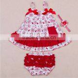 2016 3 PCS Ruffled Flower Baby Rompers Girl Baby Costumes Set Kids Jumpsuit Cotton Chevron Romper Photo Props With Bow Headband thumbnail-2