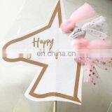 Cute Pink Unicorns Happy Birthday Cake Banner Unicorn Party thumbnail-3