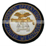Combined Operation Hand Embroidered Gold Bullion Badge, patch, crest on Black Cloth
