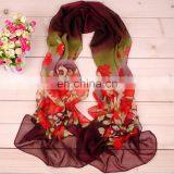 Ladies New Printed Silk Chiffon Scarf Wholesale thumbnail-2