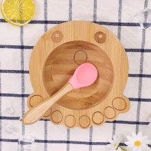 Toddler Feeding Divided Plate Bamboo Plates Baby Kids Bamboo Suction Plate