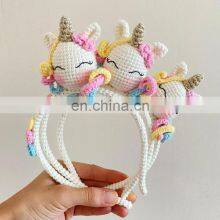 Hot Sale Crochet Unicorn Headband Accessories For Babies, Hair Bow Vietnam Supplier Cheap Wholesale thumbnail-5