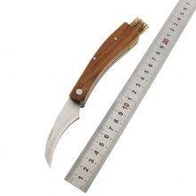 Good Quality Outdoor Mushroom Knife Camping Hunting Knife Multi Tools Wood Handle Carving Knife With Brush thumbnail-3
