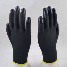 Black Polyester Knitted Black Nitrile Palm Coated Safety Work Gloves for Construction Workplace Workshop Plant Workers Wearing thumbnail-5