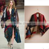 Wholesale New Winter Thicked Classical Assorted Color Plaid Jacquard Ladies Wool Poncho Quality Choice thumbnail-2