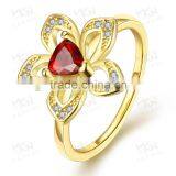 LKN18KRGPR734 18K Real Gold Plated Ruby Diamond Ring thumbnail-3