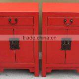 Chinese Antique Red Bedside Corner Cabinet thumbnail-1