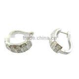 925 Sterling Silver CZ Stud Earrings Rhodium Plated thumbnail-1