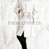 Rex14055 Luxury Colorful Knee-length Rex Rabbit Fur Coat Women thumbnail-1