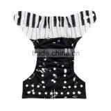 2016 ALVA Black and White Piano Melody Printed Positioning Pocket Diaper One Size and Reusable Baby Cloth Diapers in China thumbnail-2