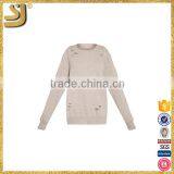 American Style Hoodies, Grey Ripped Oversized Sweatshirt, High Quality Cotton Hoodies for Women thumbnail-3