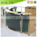 Office Reception Desk White Table Green Dampers With Iron Frame Modern thumbnail-4
