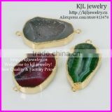 KJL-BD5226 Natural Mix Color Druzy agate pendant Connectors,geode pendant wholesale,gemstone fashion connectors