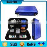 Blue Leather Cover Eva Mobile Storage Case Holder With Compartment