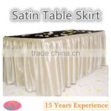 Shining Satin Table Skirt Plain Dyed Gathered Edge Table Cover Skirts