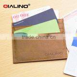 QIALINO Men Slim Front Pocket Wallet Genuine Leather Card Holder Case