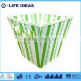 Green and white stripes fabric multipurpose home use storage box