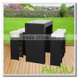 Audu High Back Bar Stool Set Outdoor Rattan Bar Stool Set in Brown thumbnail-2