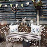 Wrought Iron Metal Garden Bench Antique Cream With a Brushed Bronze For Outdoor and Indoor thumbnail-3