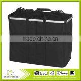 Collapsible Crush Double Sorter Laundry Hamper With Mesh Top and Aluminum Rim, Black thumbnail-2