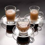 Glass Coffee Mug With Saucer Coffee Cup With Saucer Glass Coffee Set thumbnail-2