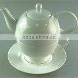 Hot Sale Stocked White Ceramic Tea Pot Set,one Tea Pot One Cup With Saucer for Hotel and Restaurant Use thumbnail-1