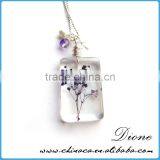 Unique Resin Crafts Real Pressed Flowers Necklace Pendant for Womens thumbnail-3