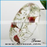 Clear real dried pressed flower resin jewelry bangles