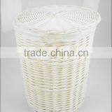 Willow Weave White Wicker Laundry Basket thumbnail-2