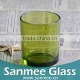 American Style Color Spray Small Size Green Glass Candle Holder thumbnail-1