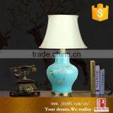 Flower Painted Blue Ceramic Table Lamp thumbnail-5
