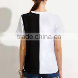 OEM Simple Black and White Block O Neck T Shirt for Women LC8293 thumbnail-6