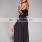 Two Piece Outfits Women Sexy Lace Top and Side Slit Long Skirt 2017 thumbnail-3